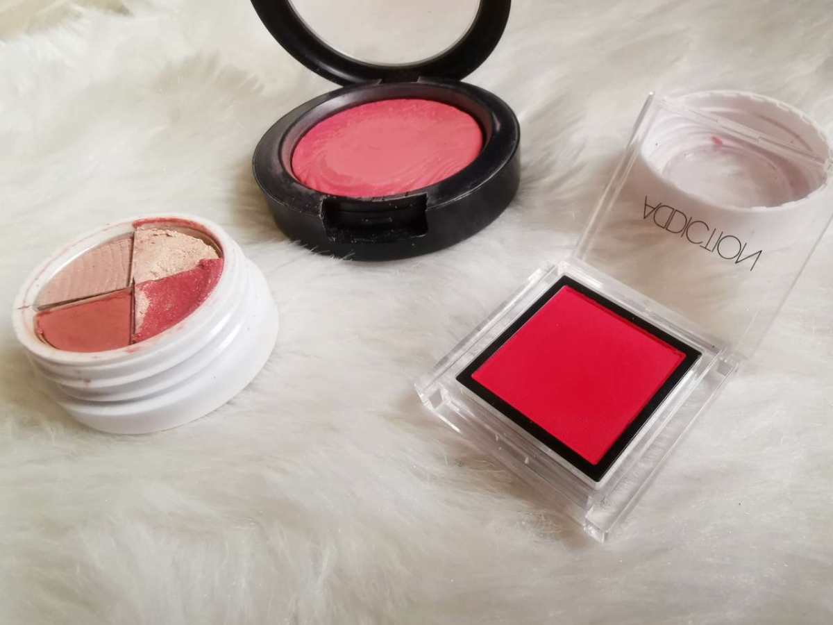 3款多用腮红试色：Mac autoertique、卡泡dro