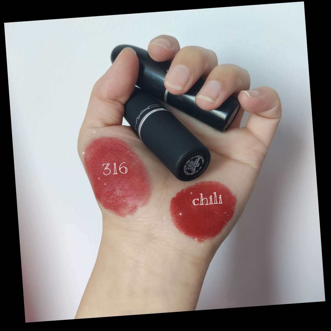 MAC老网红chili跟新晋网红316试色对比~  前几天刷