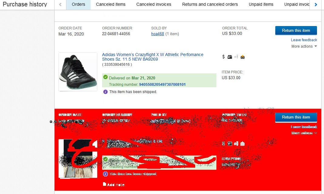 美国ebay4折扣买下adidas运动鞋，由转运四方运回，1