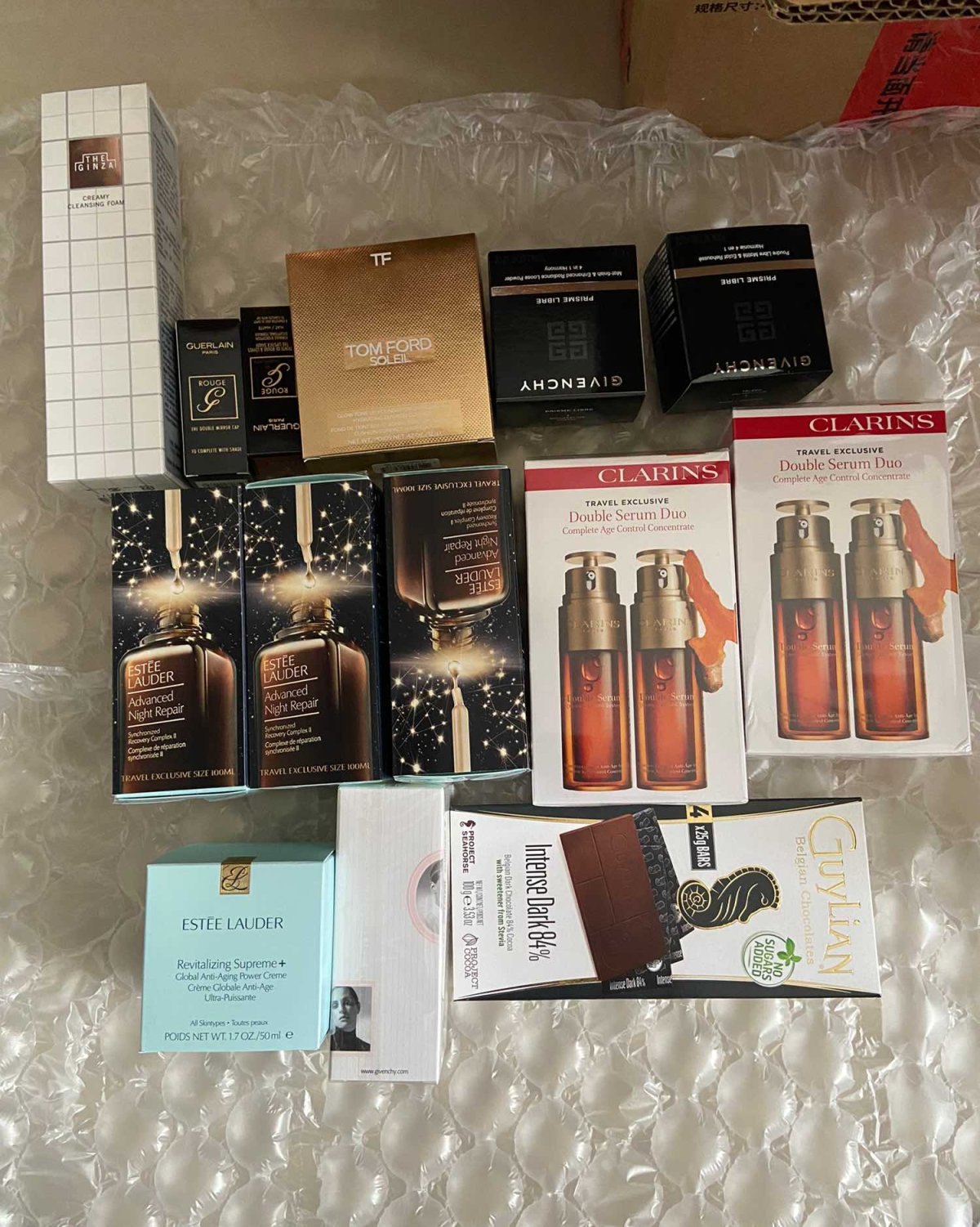 出****店小棕瓶100ml，纪梵希散粉1号，双萃50ml，