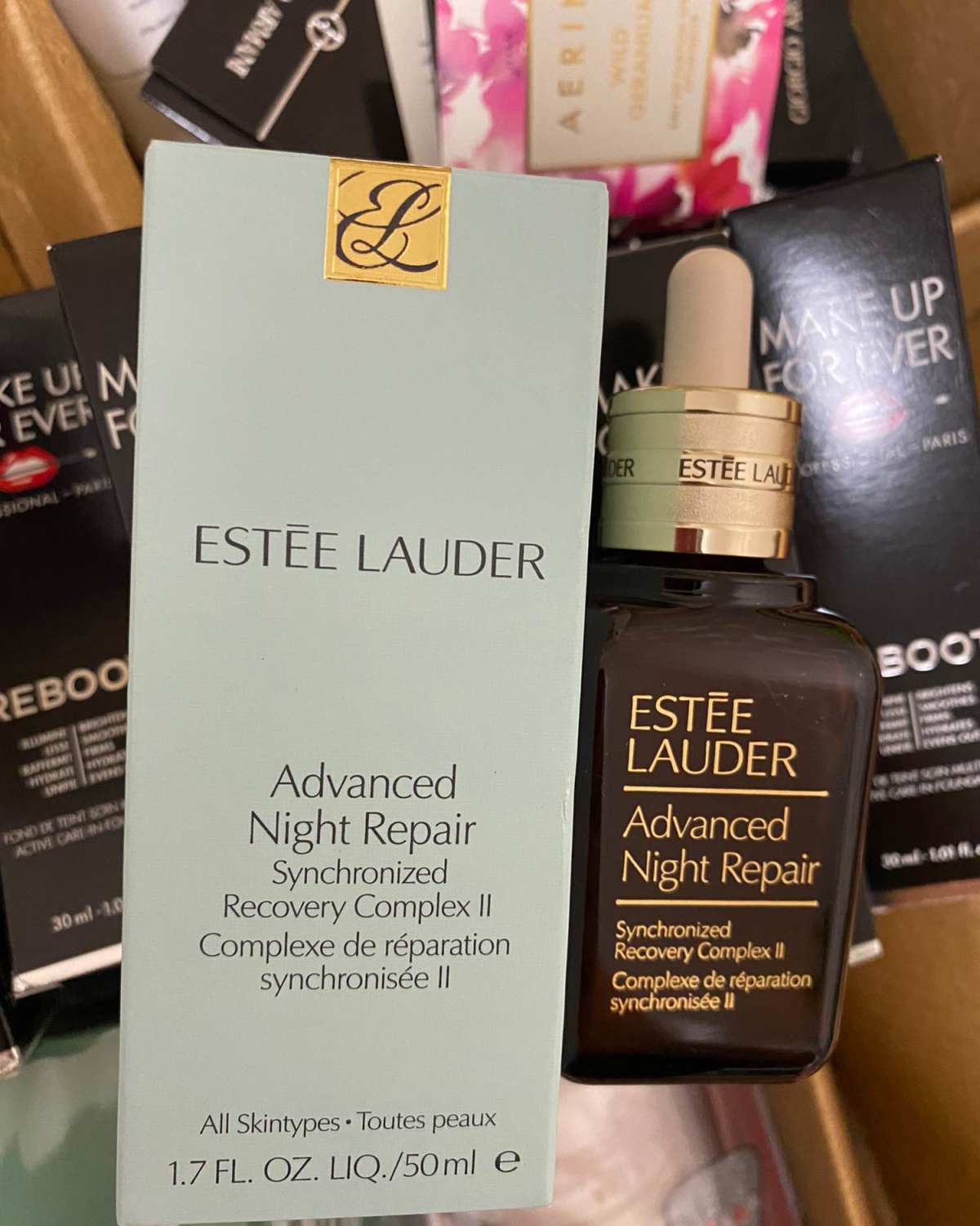 拆包裹 雅诗兰黛小棕瓶50ml，红石榴洁面，粉洁，dw粉底 