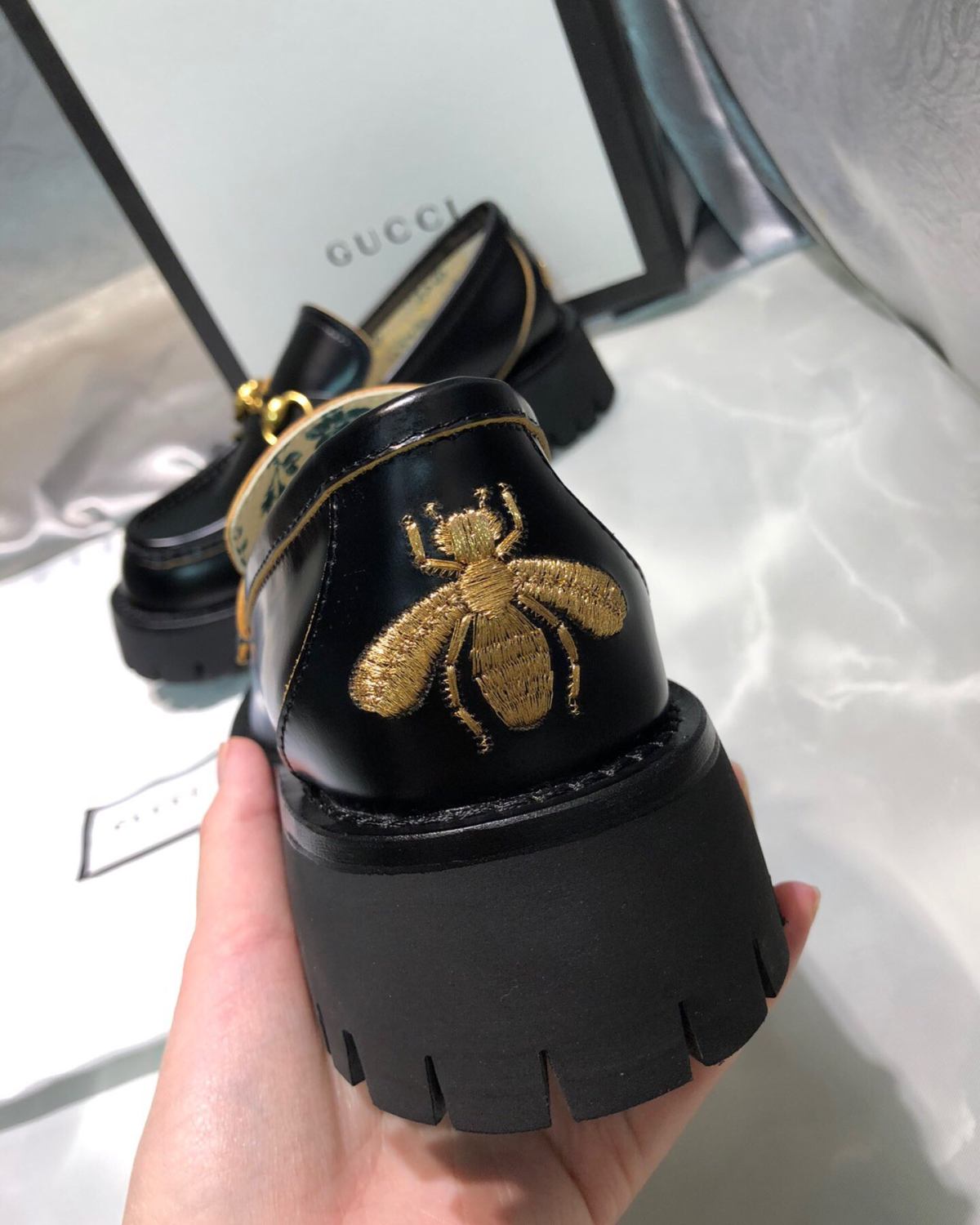 Gucci小蜜蜂厚底乐福鞋 很复古 好看也是真的好看！ 34