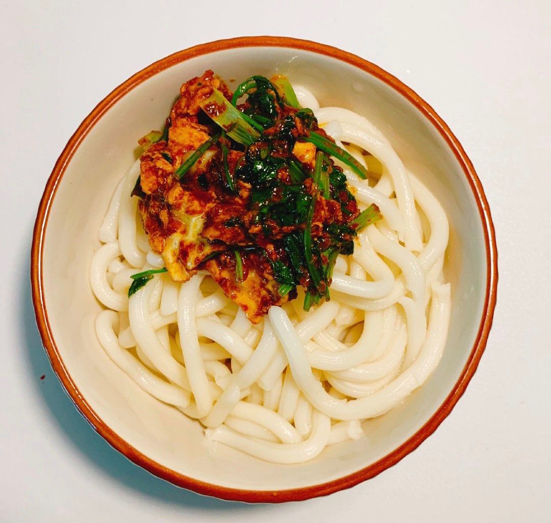 **身打卡之day6   🍇早餐：水煮乌冬面 鸡蛋卤和炒秋