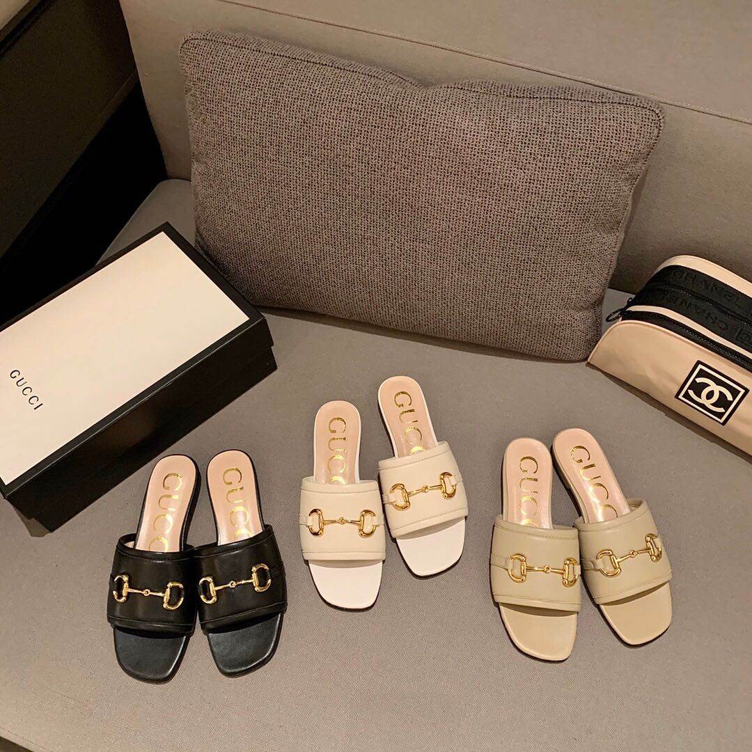 Gucci拖鞋2020新款马蹄扣拖鞋 复古摩登风   经典马