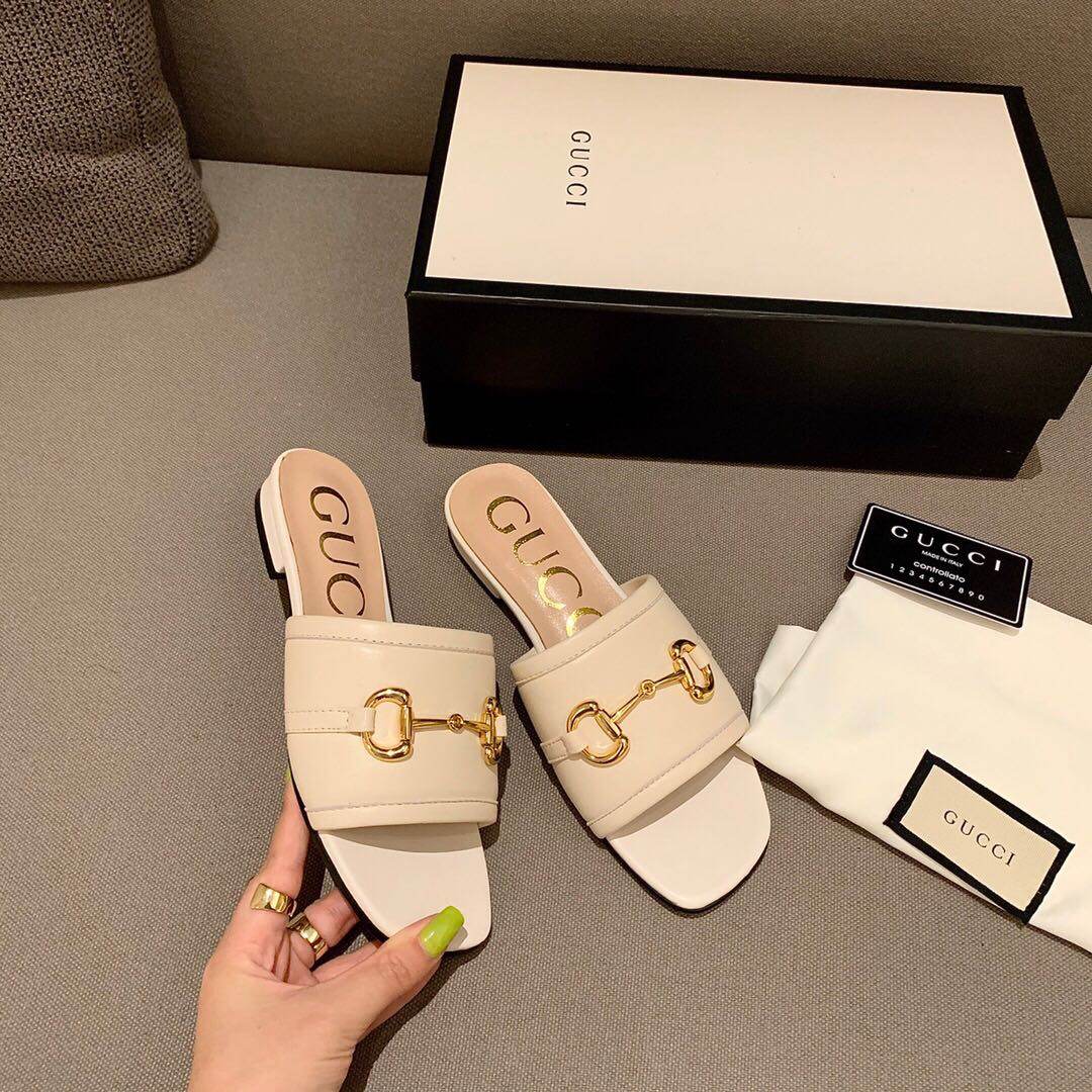 Gucci拖鞋2020新款马蹄扣拖鞋 复古摩登风   经典马