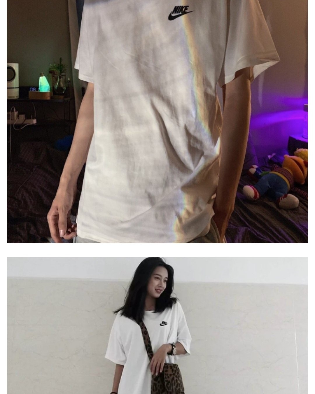第一次在eastbay买了一件耐克的白t，跟对象一起拼单做情