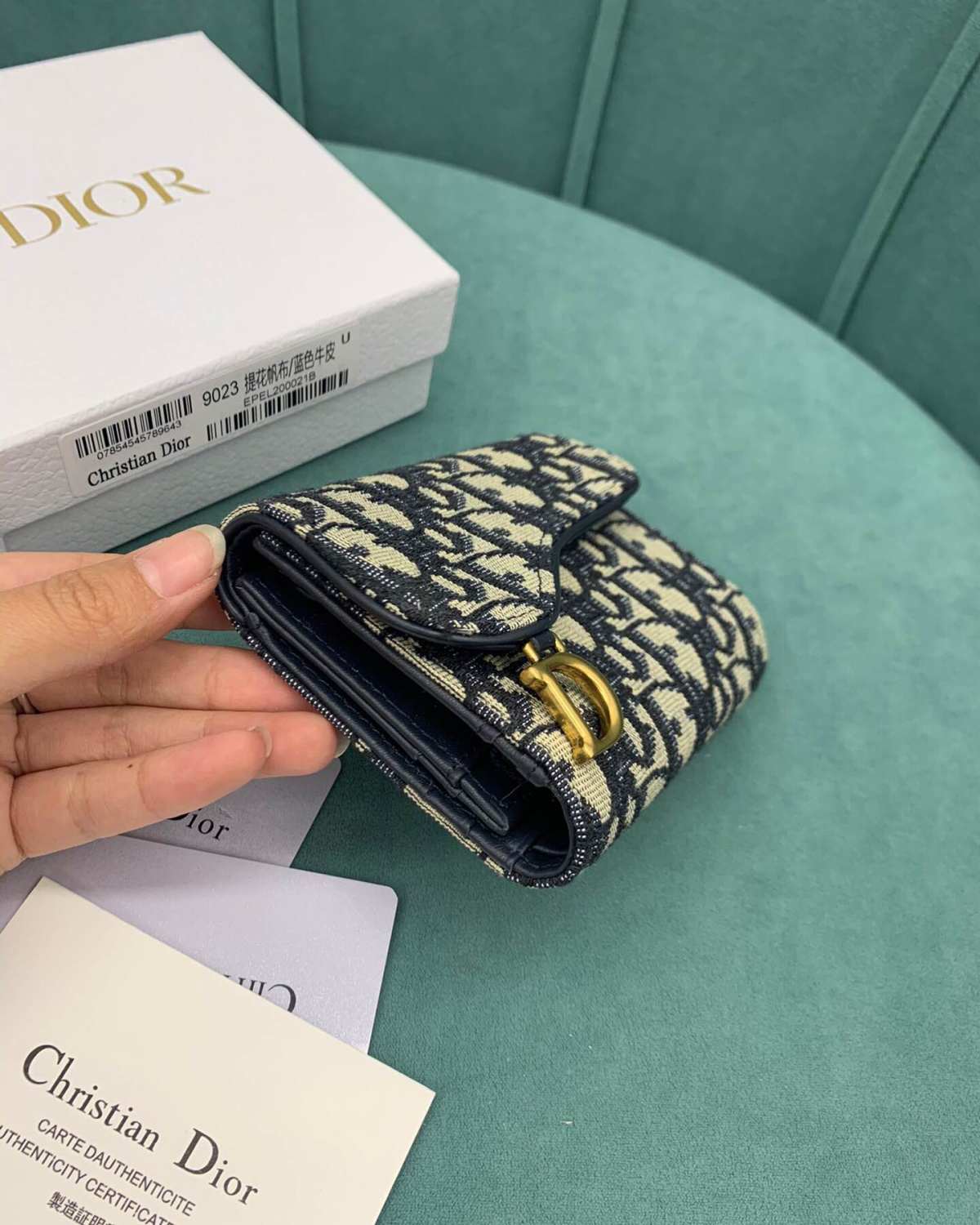 Dior Oblique Saddle短款三折钱夹，经典老花