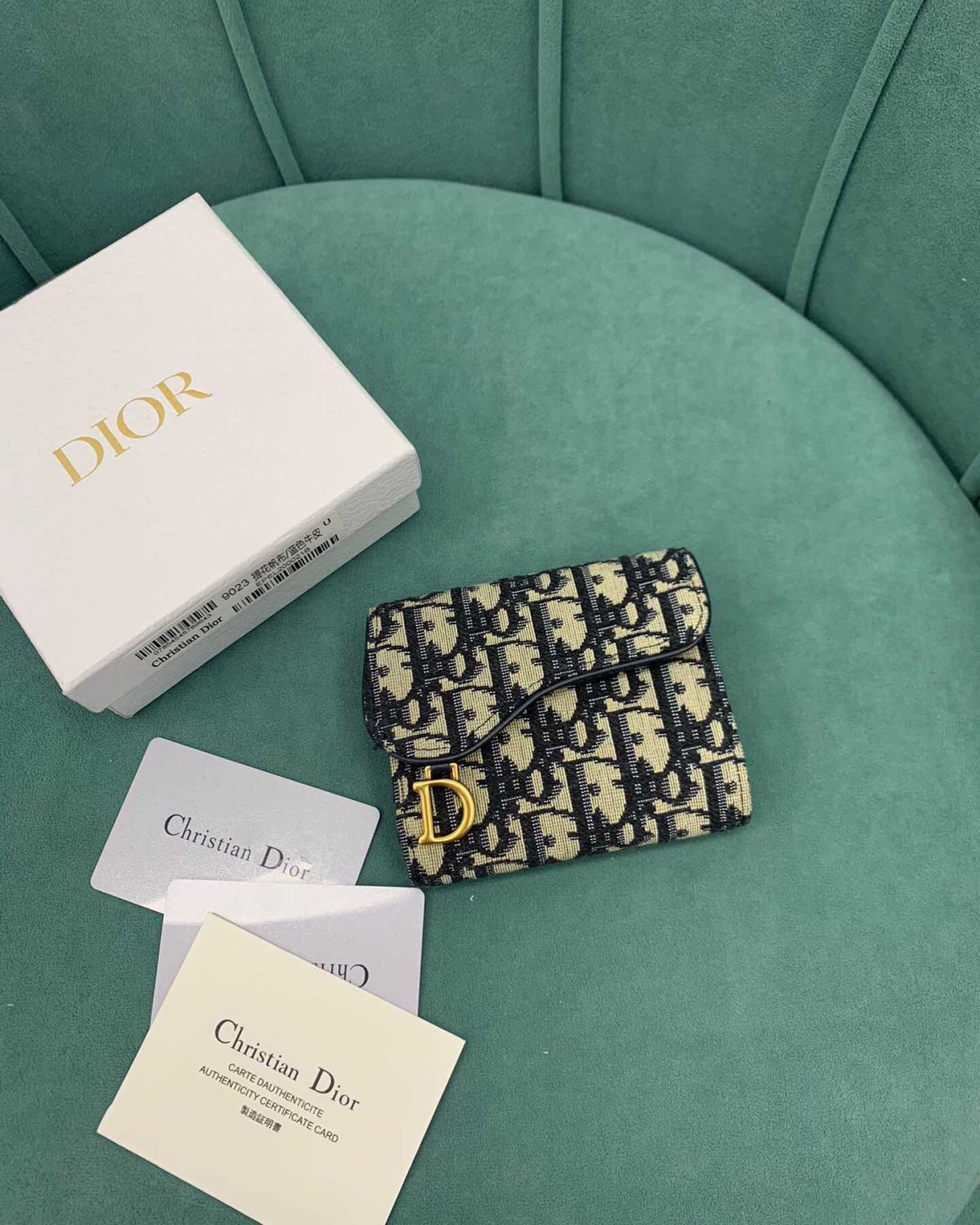 Dior Oblique Saddle短款三折钱夹，经典老花