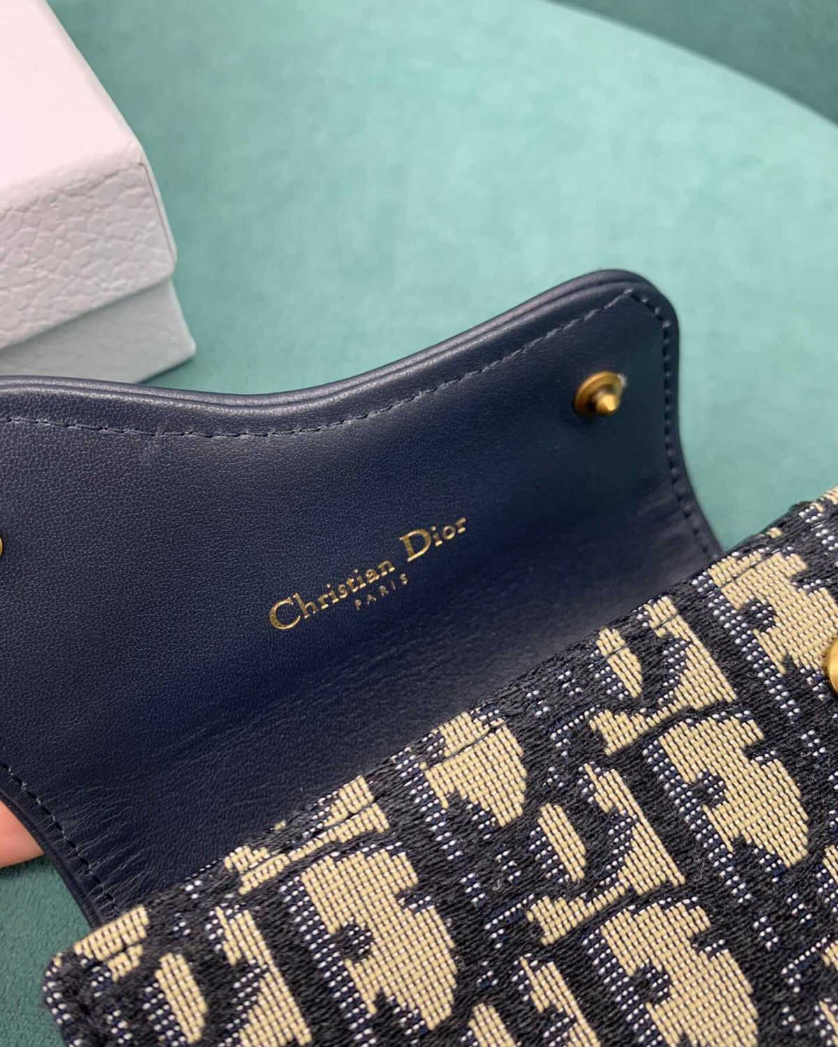 Dior Oblique Saddle短款三折钱夹，经典老花