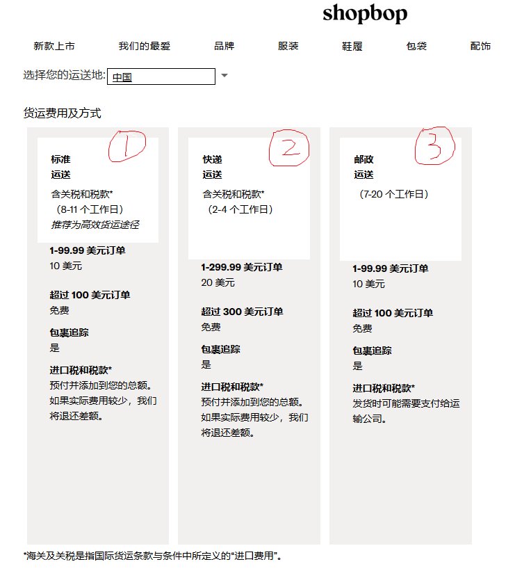Shopbop运输方式选择哪种更好？Shopbop三种邮寄运