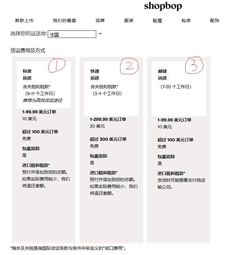 Shopbop运输方式选择哪种更好？Shopbop三种邮寄运