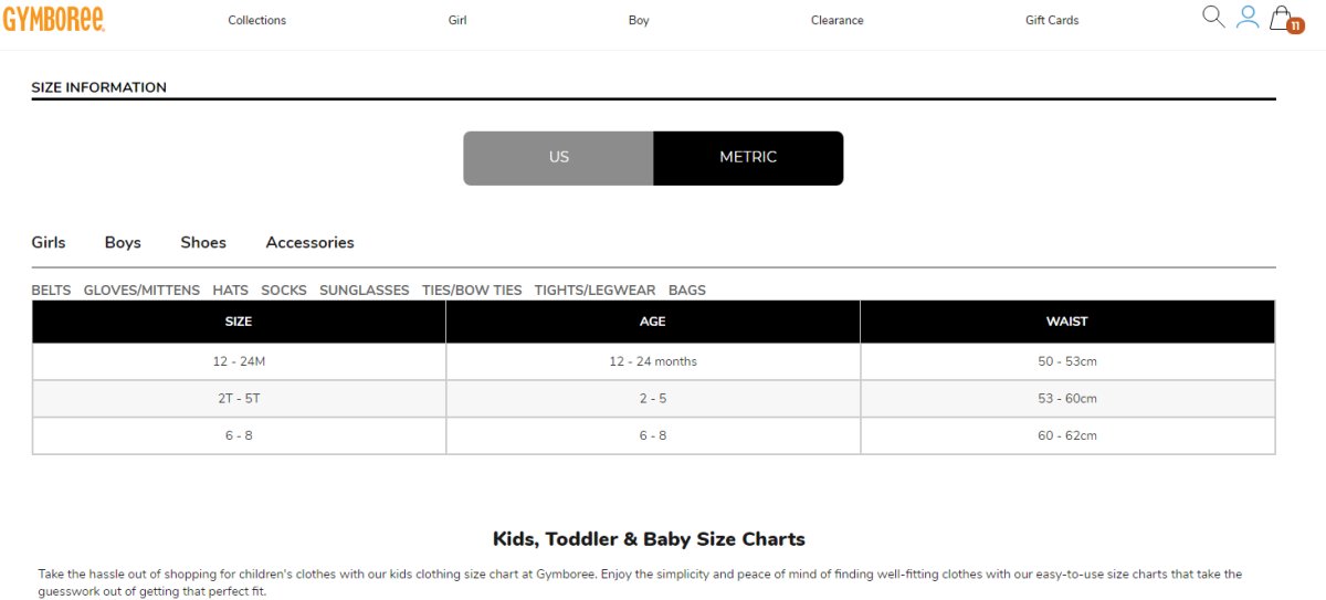 Gymboree金宝贝童装尺码对照表，附金宝贝海淘攻略及下单