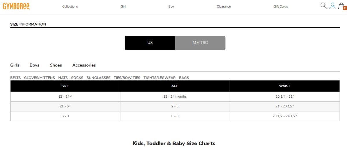 Gymboree金宝贝童装尺码对照表，附金宝贝海淘攻略及下单