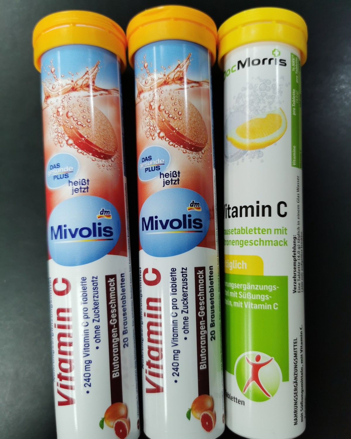 出三只德国超市带回来的的维生素C泡腾片 两支mivolis，