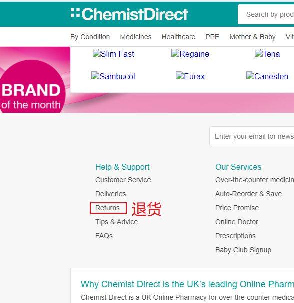 英国在线房Chemist Direct如何退货？退货后多久退