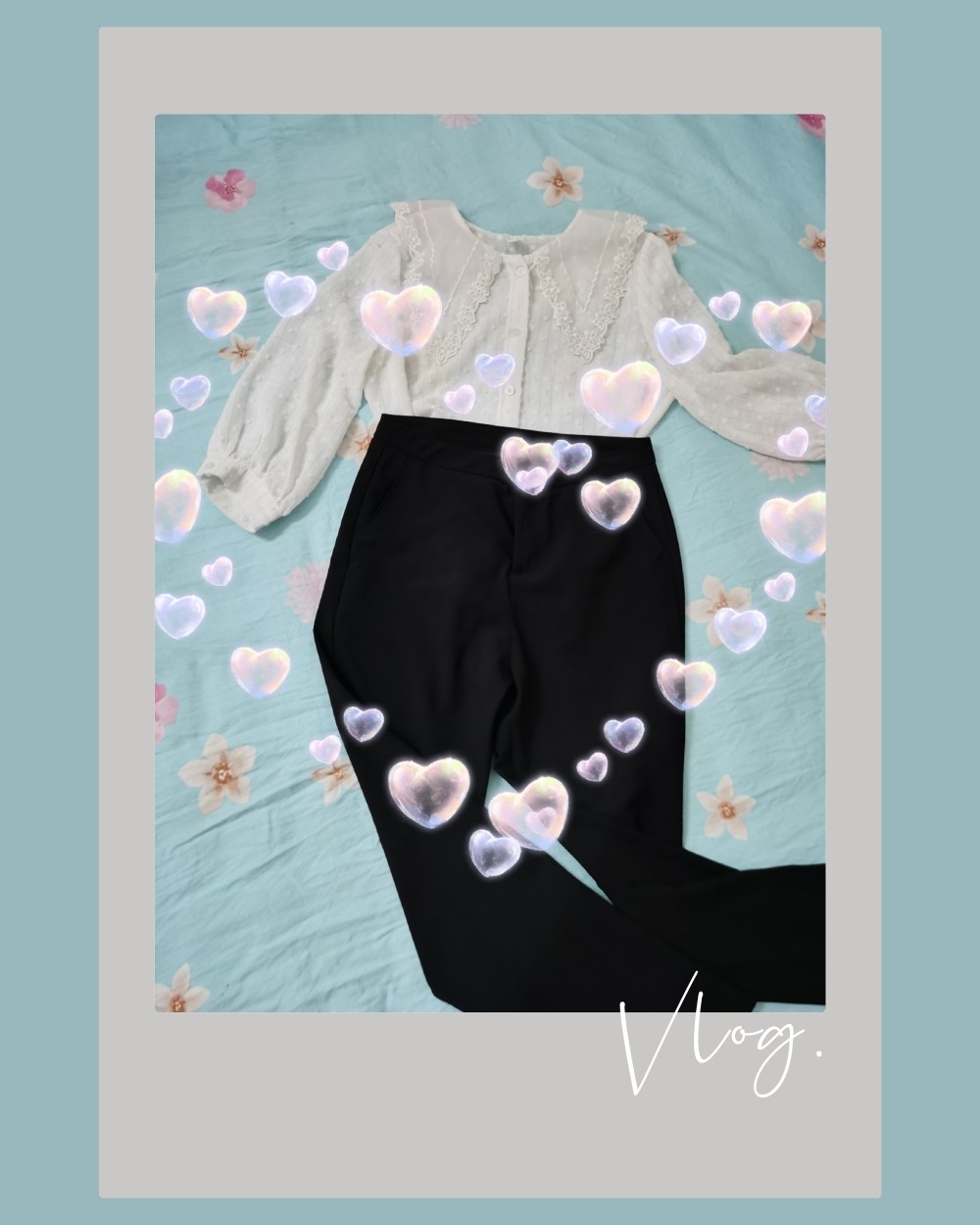 #一周穿搭挑战#👗💍👠 今日穿搭：白色雪纺上衣配小西裤