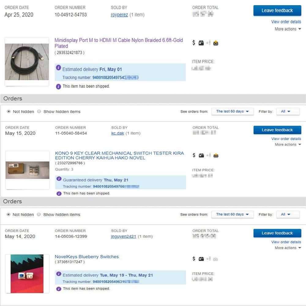 中邮海外购 + ebay + 视频数据线丶试轴器丶轴体 + 
