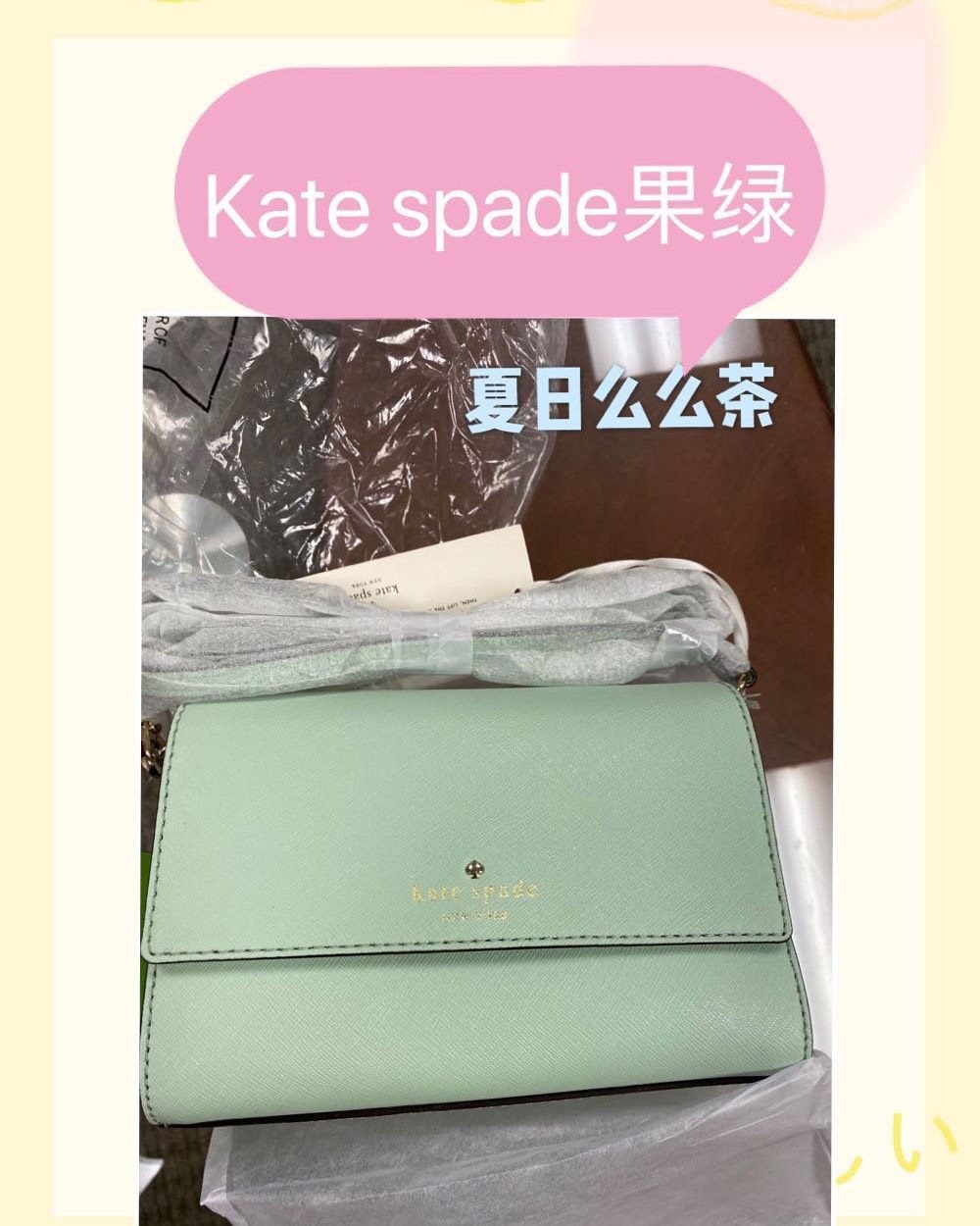 包**发现啦katespade的绿色小链条包，美貌的短款钱包