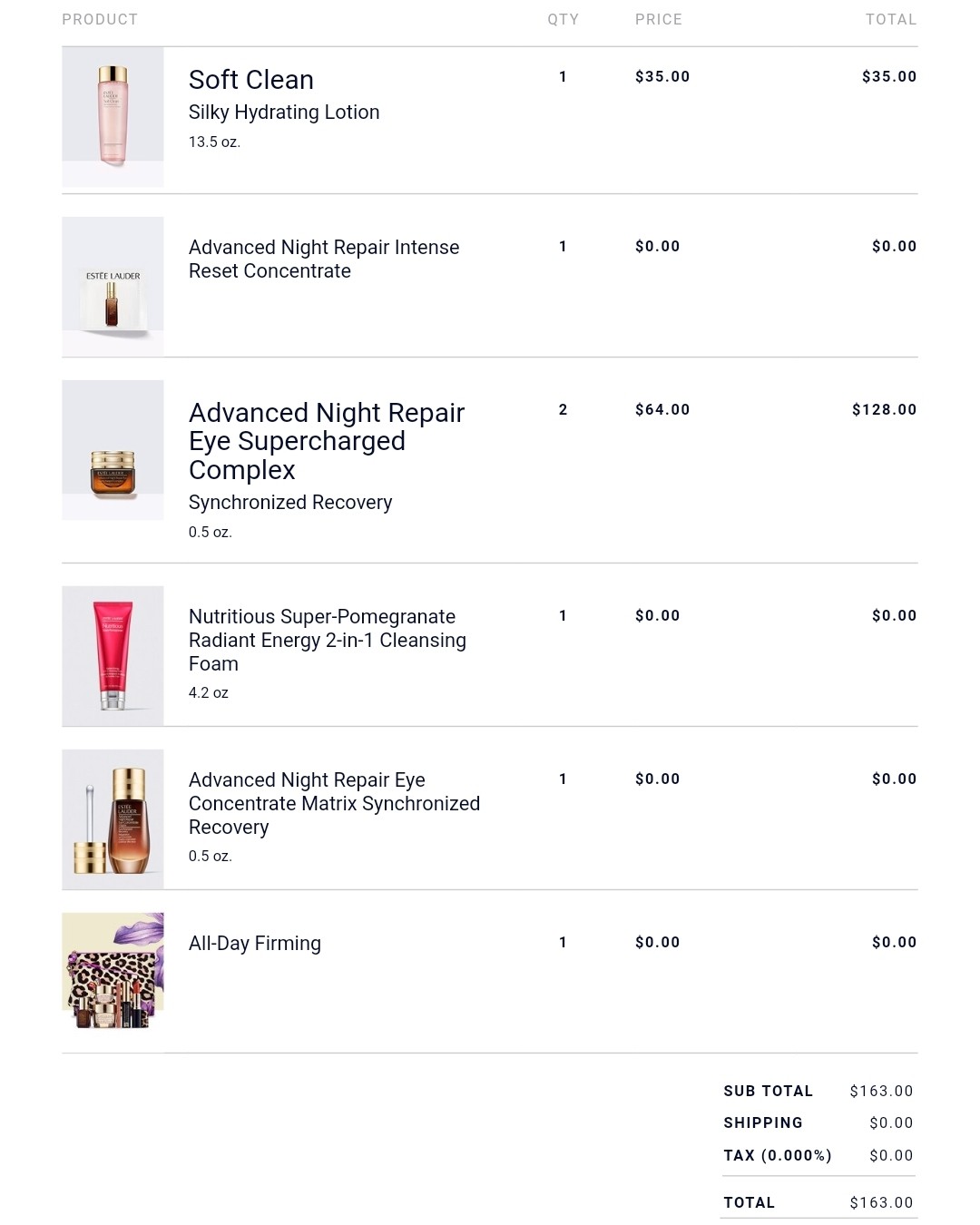 为了AE卡37%高反冲的一单！雅诗兰黛满130送洁面+眼精华