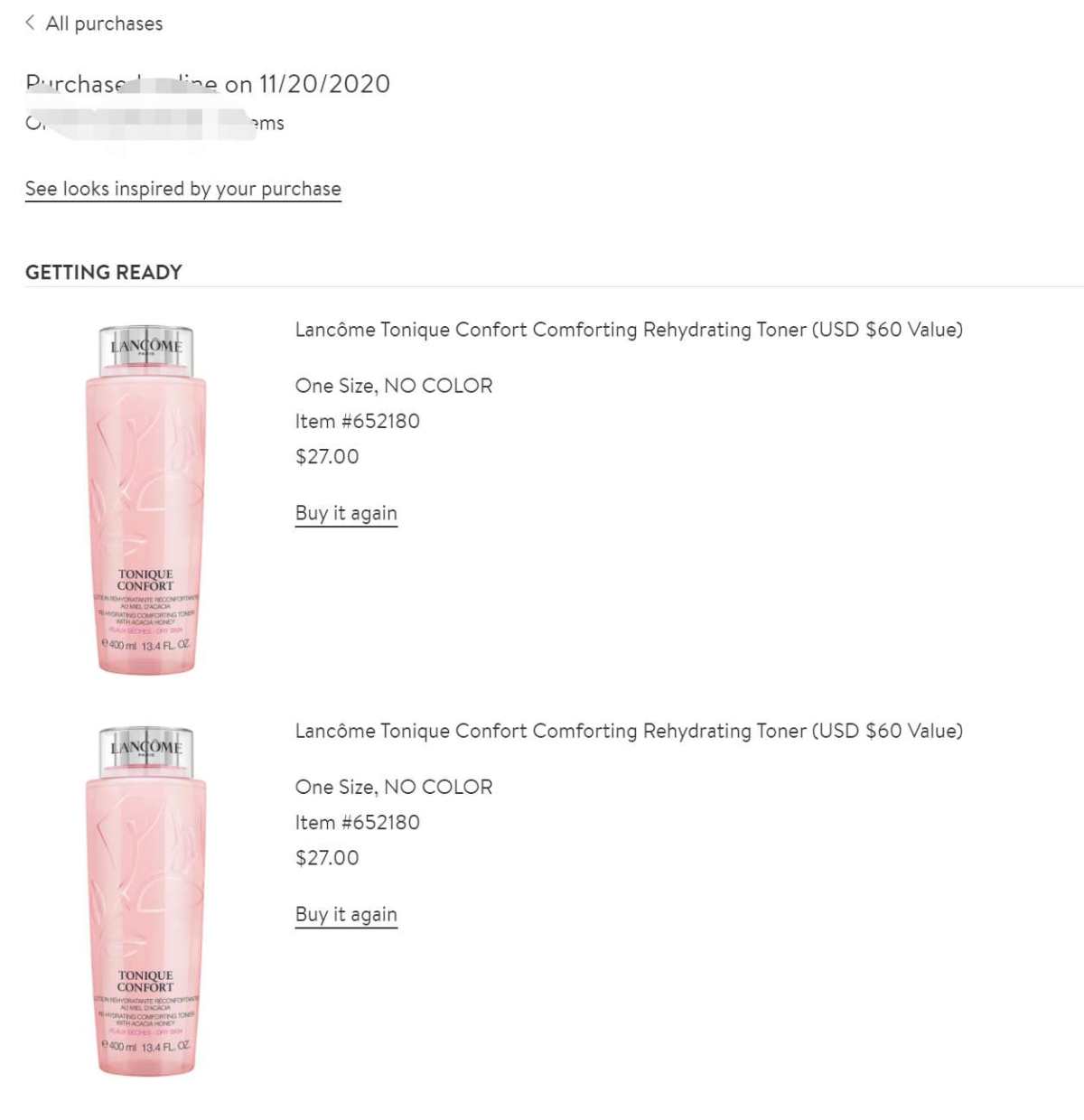 海淘剁手记 ND兰蔻粉水400毫升买一送一啦，小仙女们冲啊！