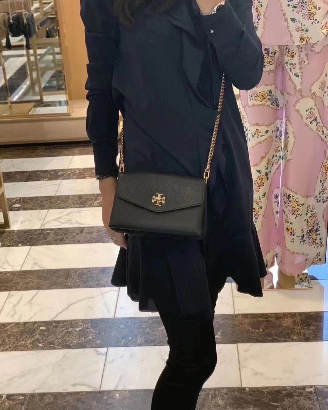 Tory Burch 专柜Kira 牛拼麂皮单肩包/斜挎包 