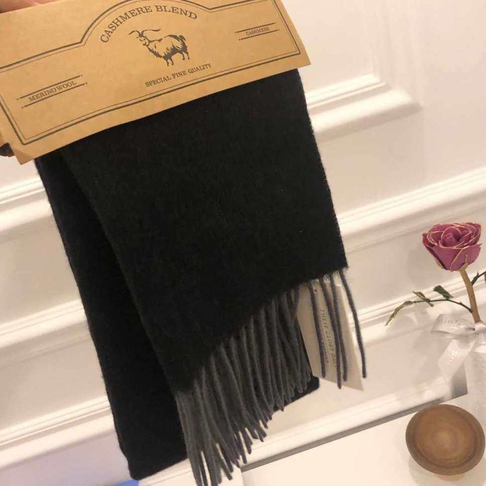 glory days羊毛围巾 100%苏格兰羊毛围巾 黑色和