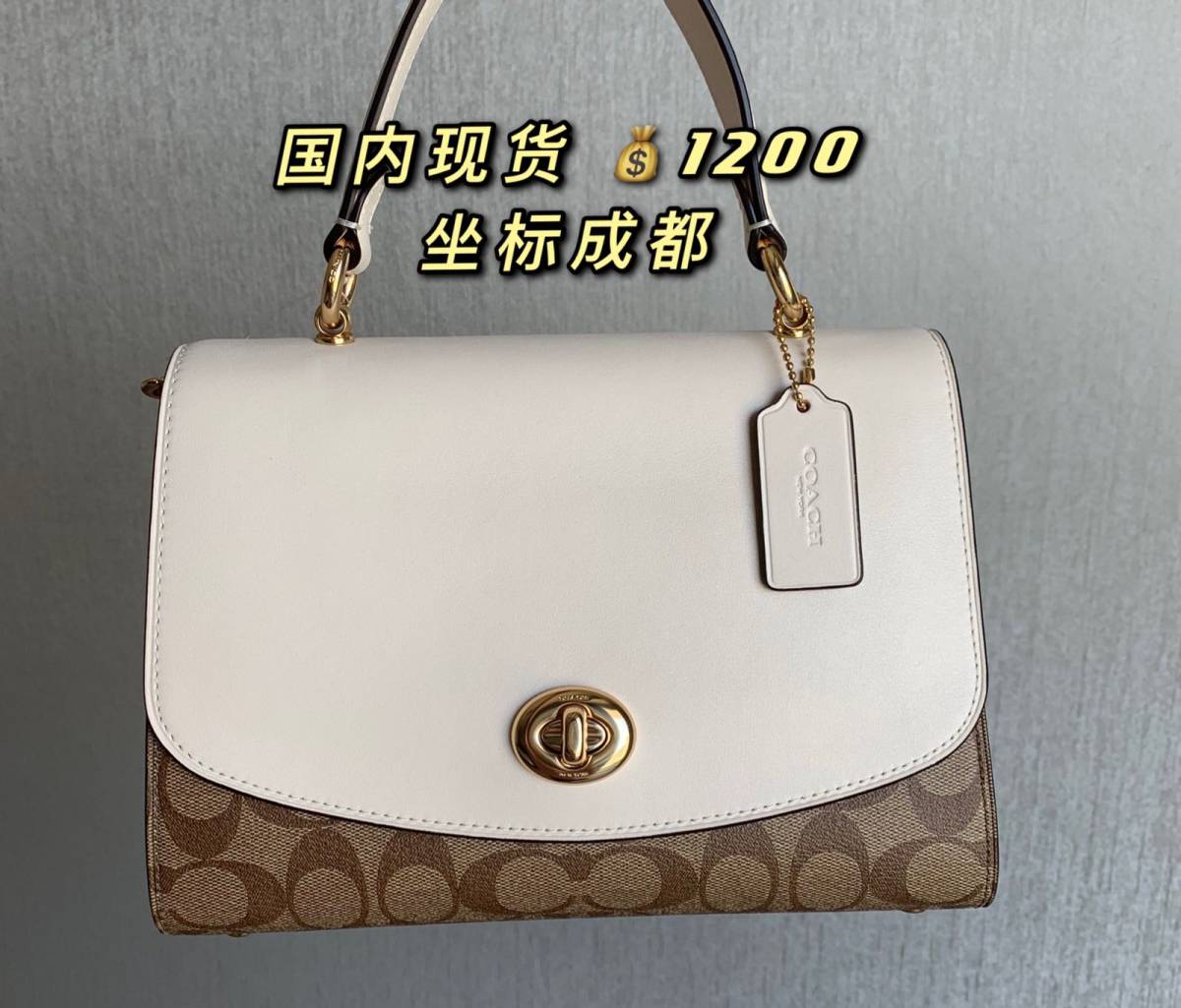 Coach Tilly系列邮差包 白色+浅色Logo 非常夏