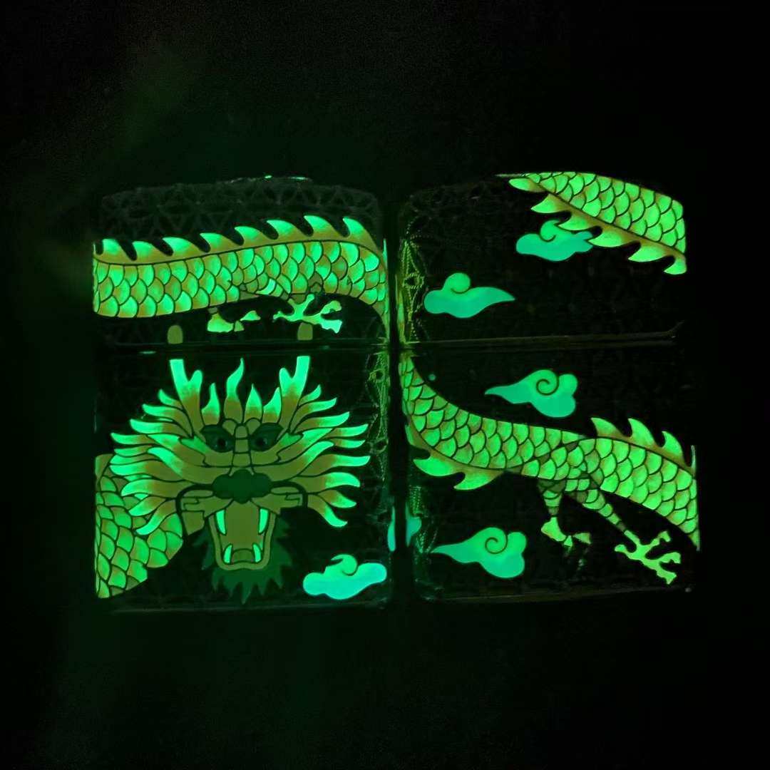 zippo 限量9999夜光-铜镀金镀银镂空花丝珐琅彩荧光版