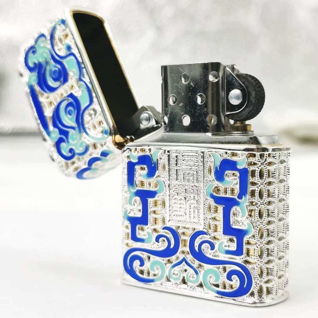 zippo打火机珐琅彩瑞兽镀银限量版 【描述】zippo打火