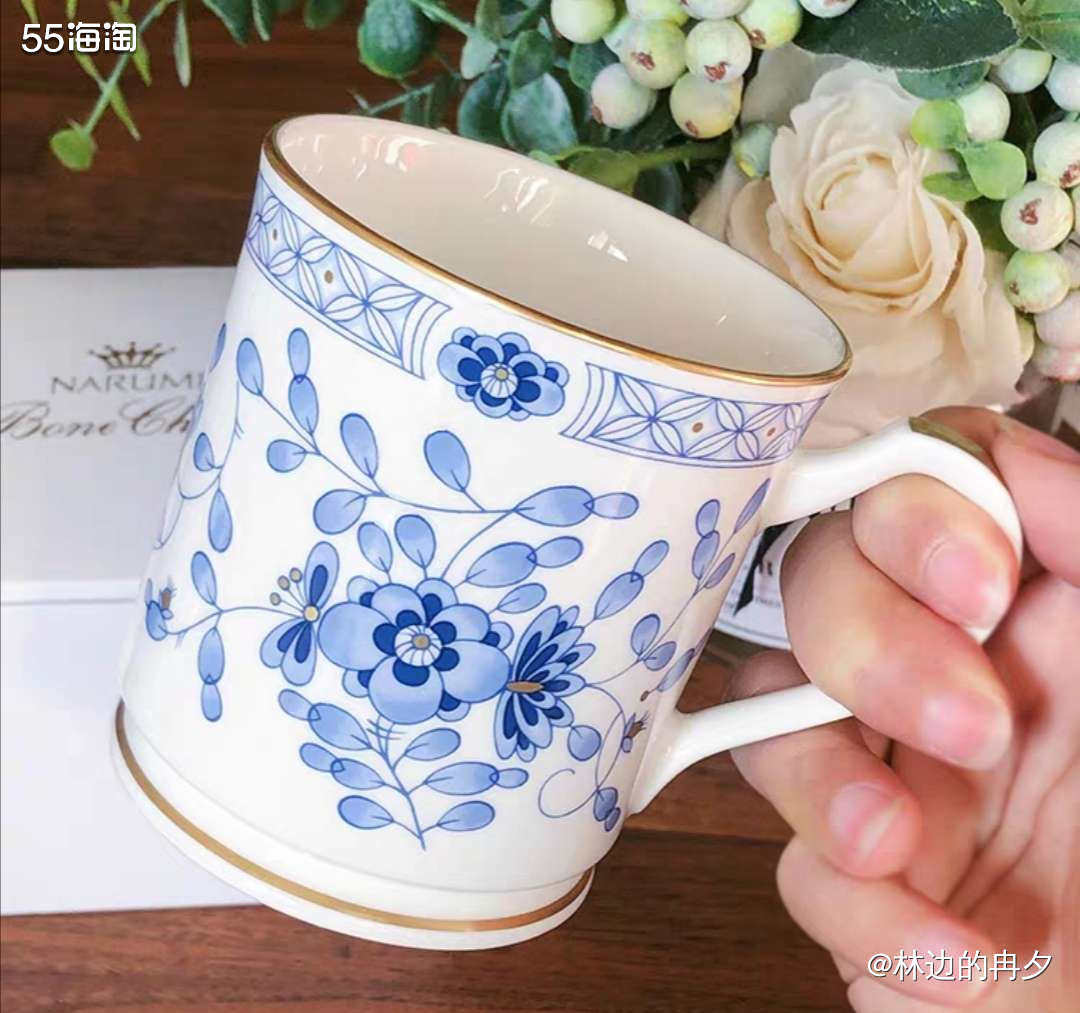 亚马逊海外购优品**：NARUMI  鸣海骨瓷蓝色马克杯 N