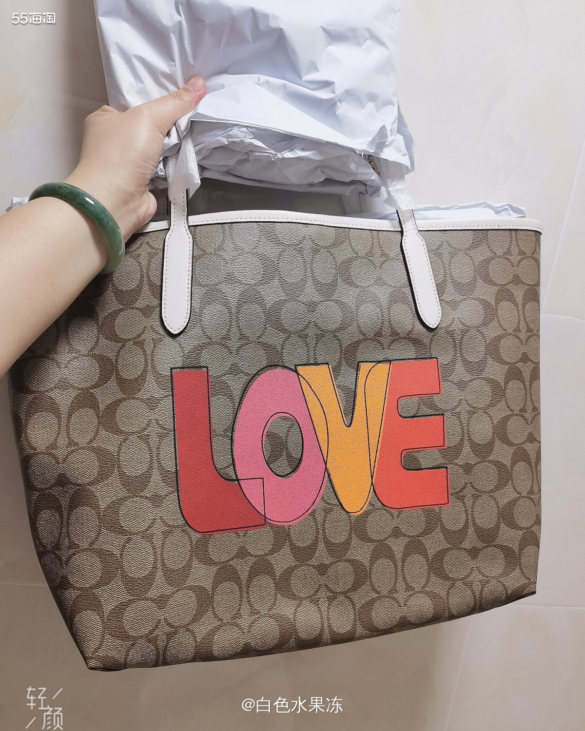 🌸😂😂😂开箱啦，coach的情人节限量版托特包，比较