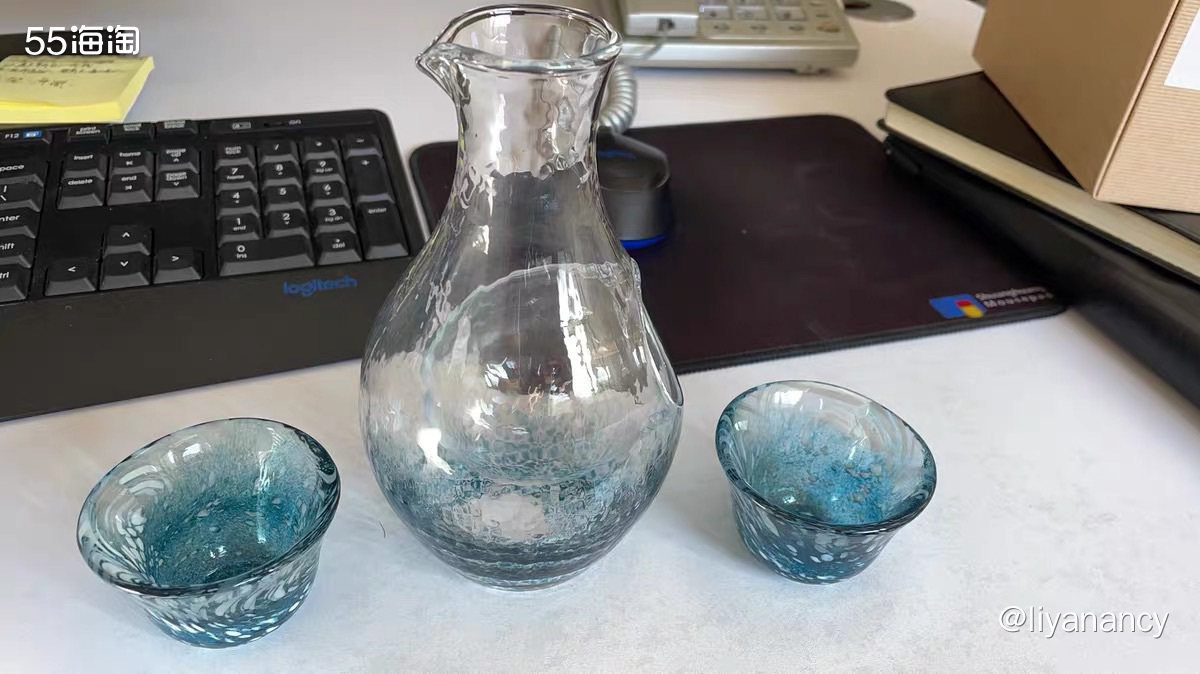 🍇亚马逊海外购新入手的东洋佐佐木酒具，很清冷的蓝色很漂亮，