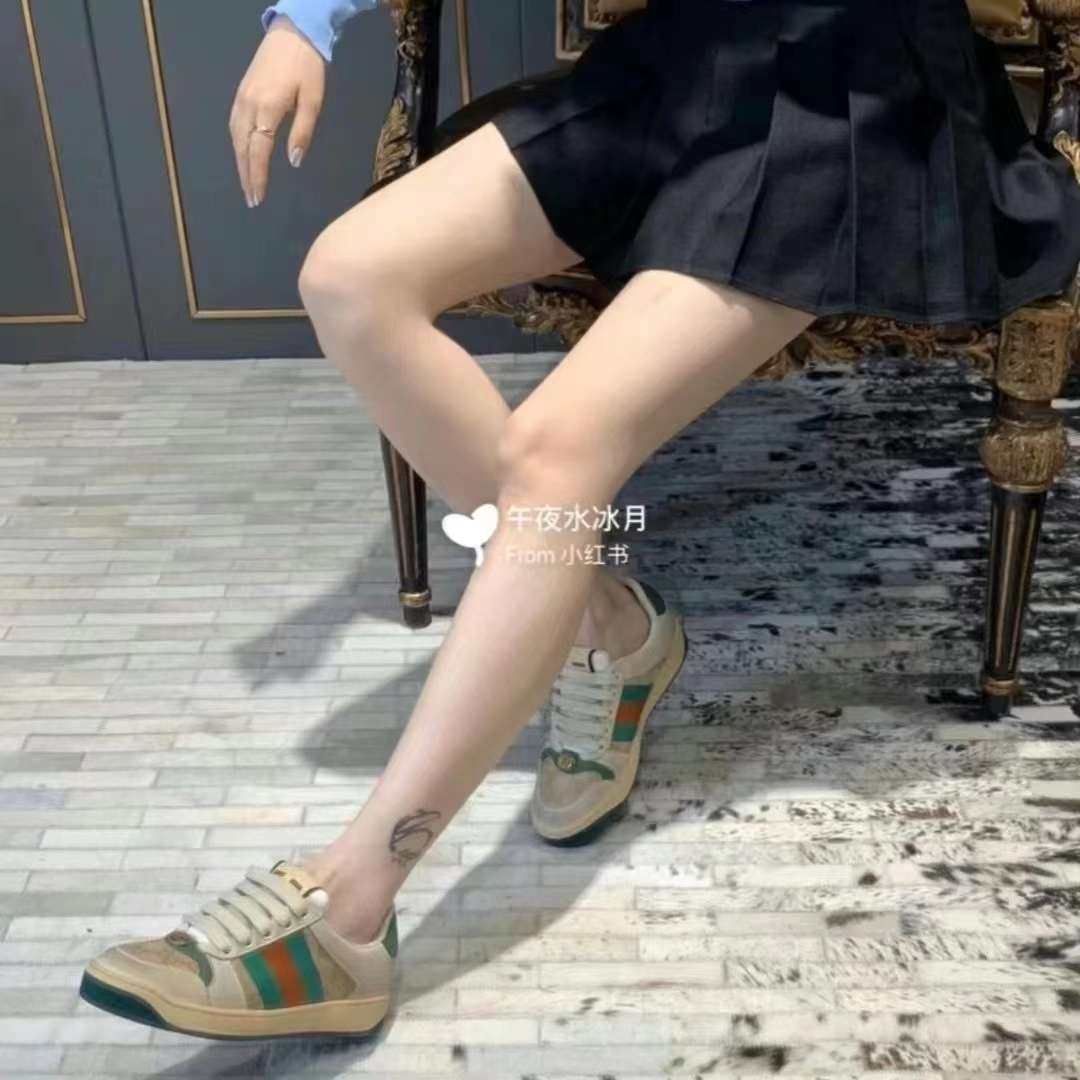 GUCCI 复古做旧LOGO小**鞋 运动鞋  女士 特价�
