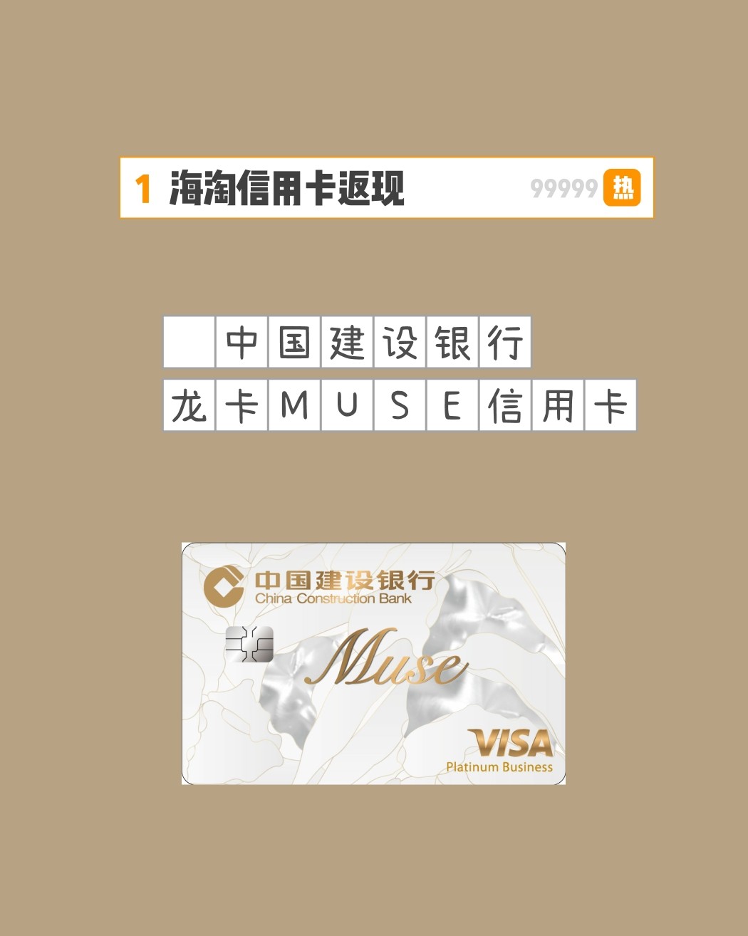 👑卡简介：龙卡MUSE信用卡是中国建设银行以“海淘返现”为
