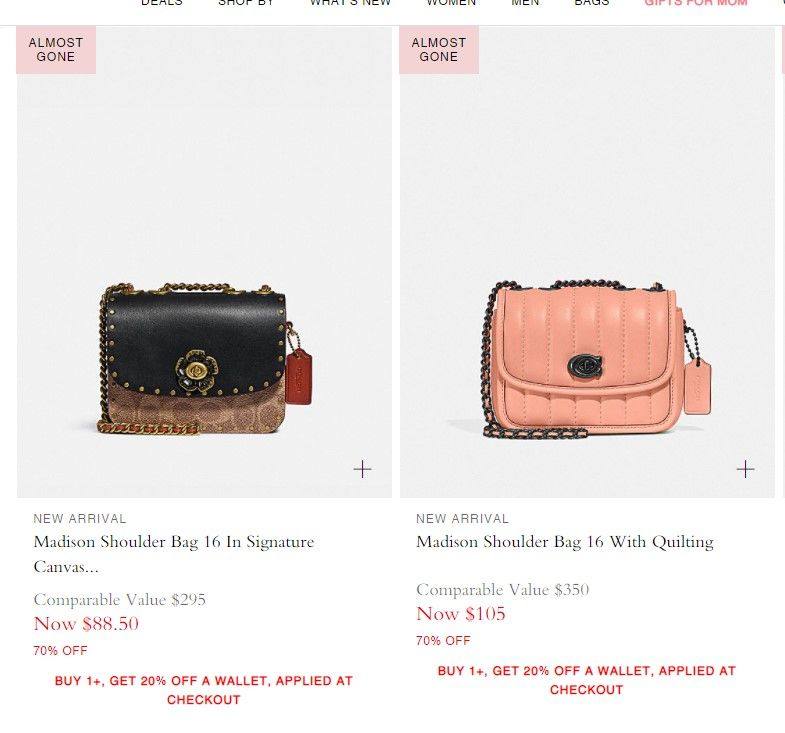 4月29日Coach Outlet 放了一些很让人很心动的M