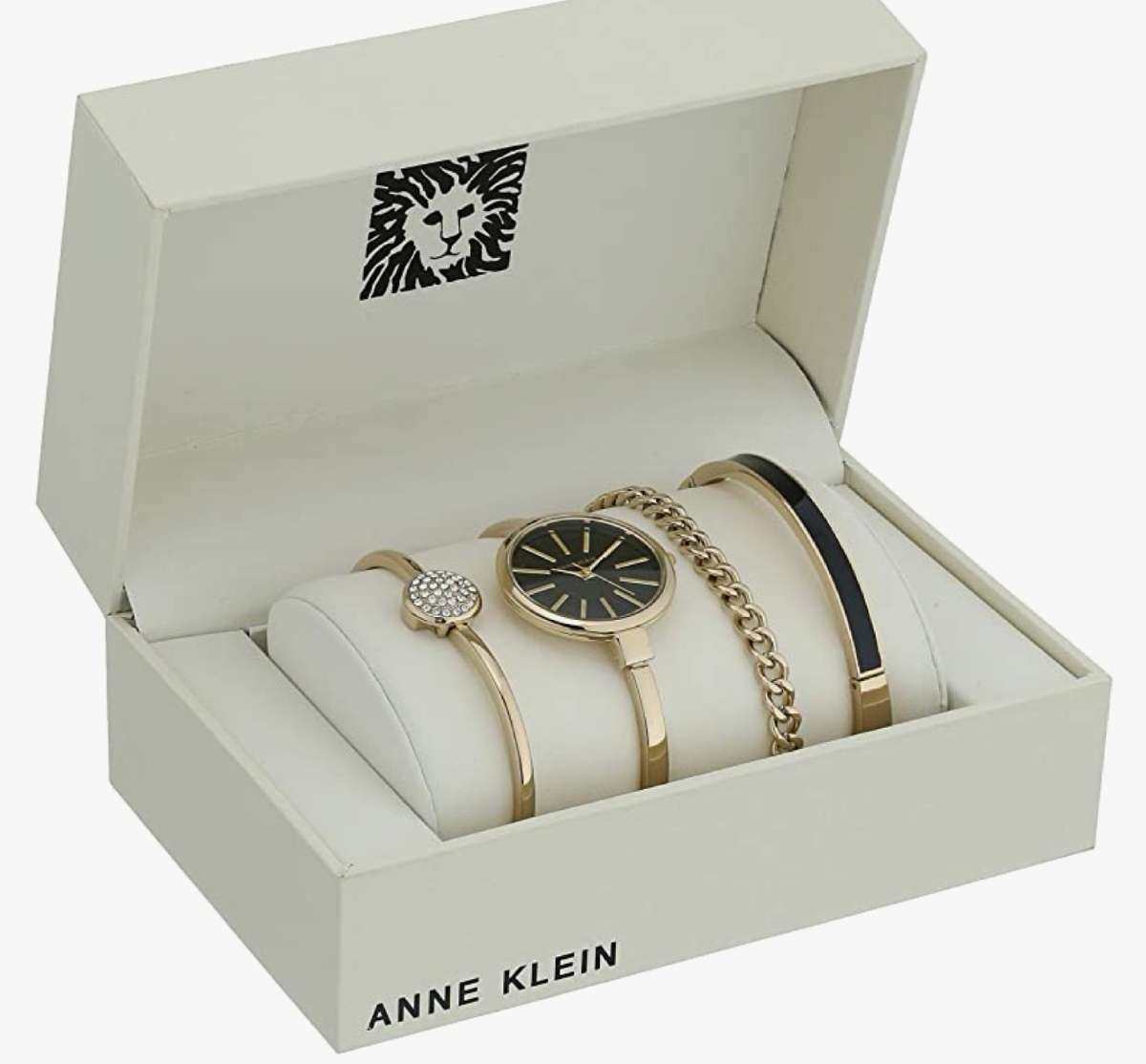 anne klein惊人超值手表四件套  表盘为黑色光泽款，