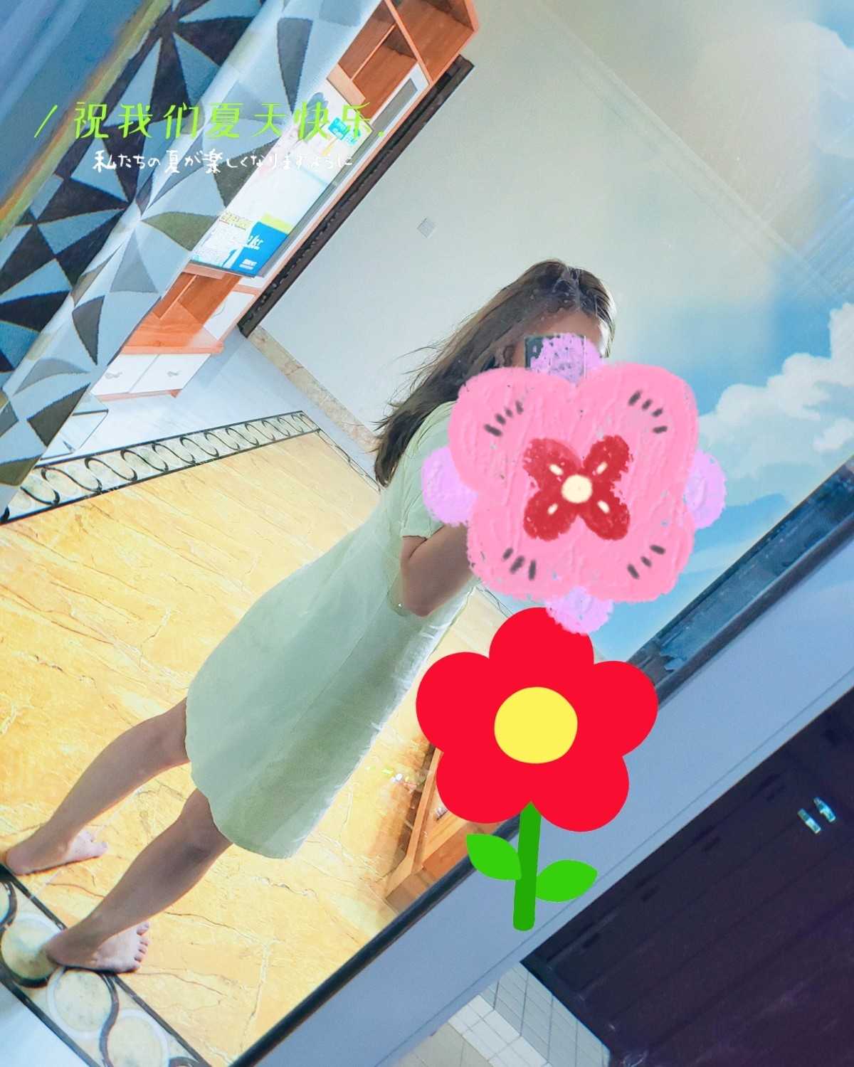 今天突然说去海边，懒得换衣服，就穿了这条淡黄的长裙出门😛�