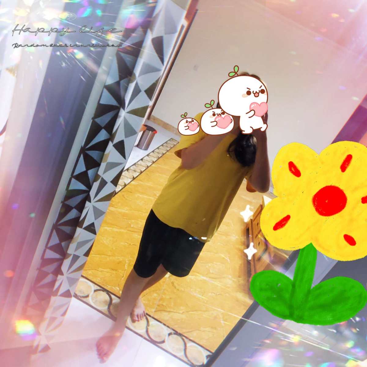 今天的穿搭是唐狮的纯棉黄色T-shirt，纯棉好舒服，不怕*