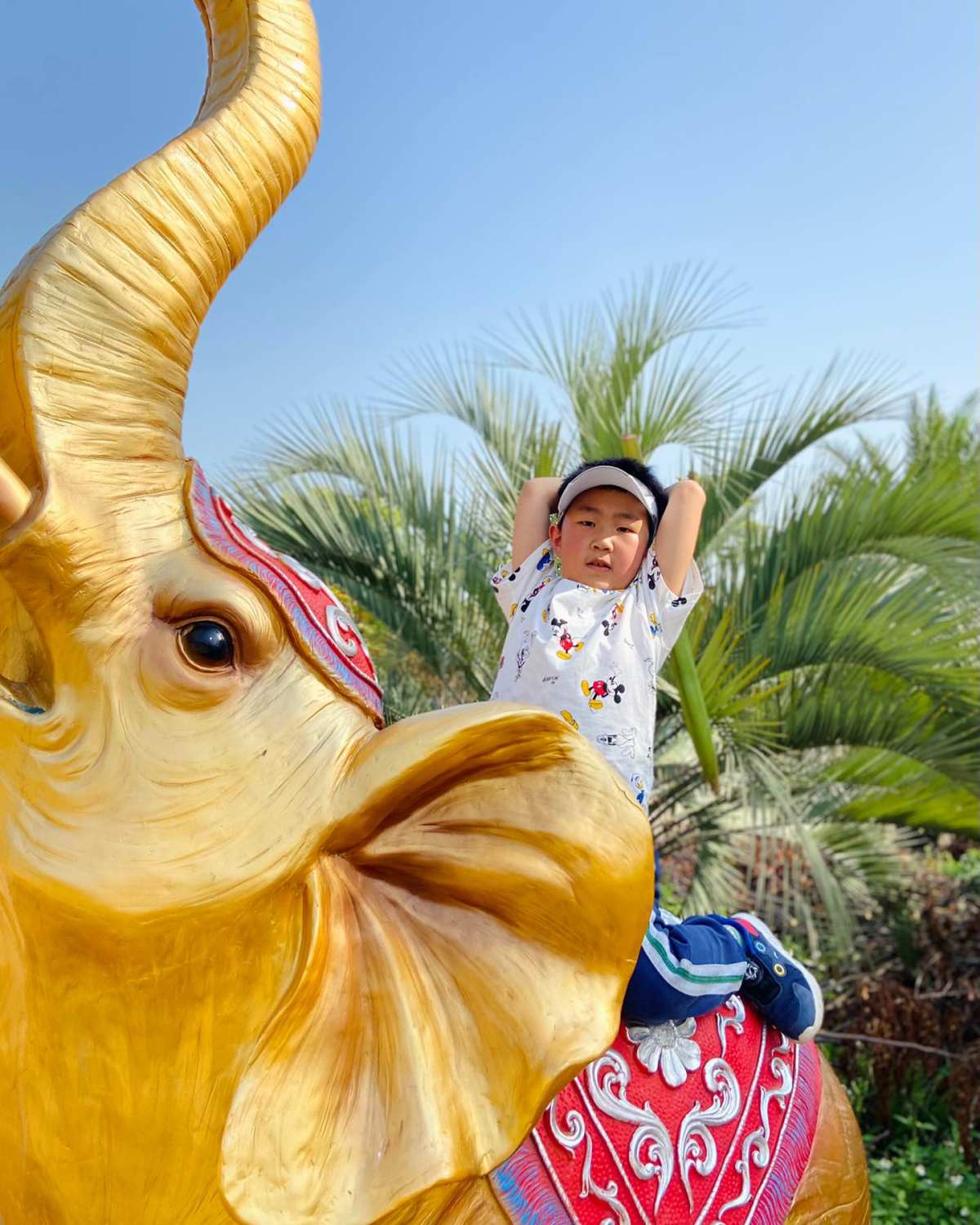 天气热了 一般出门都会戴帽子 还好娃儿很有帽相 戴帽子不会难