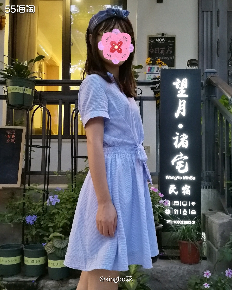 ▶️今日分享装嫩小心机，蓝色系带蝴蝶结连衣裙&蓝色发箍  ▶