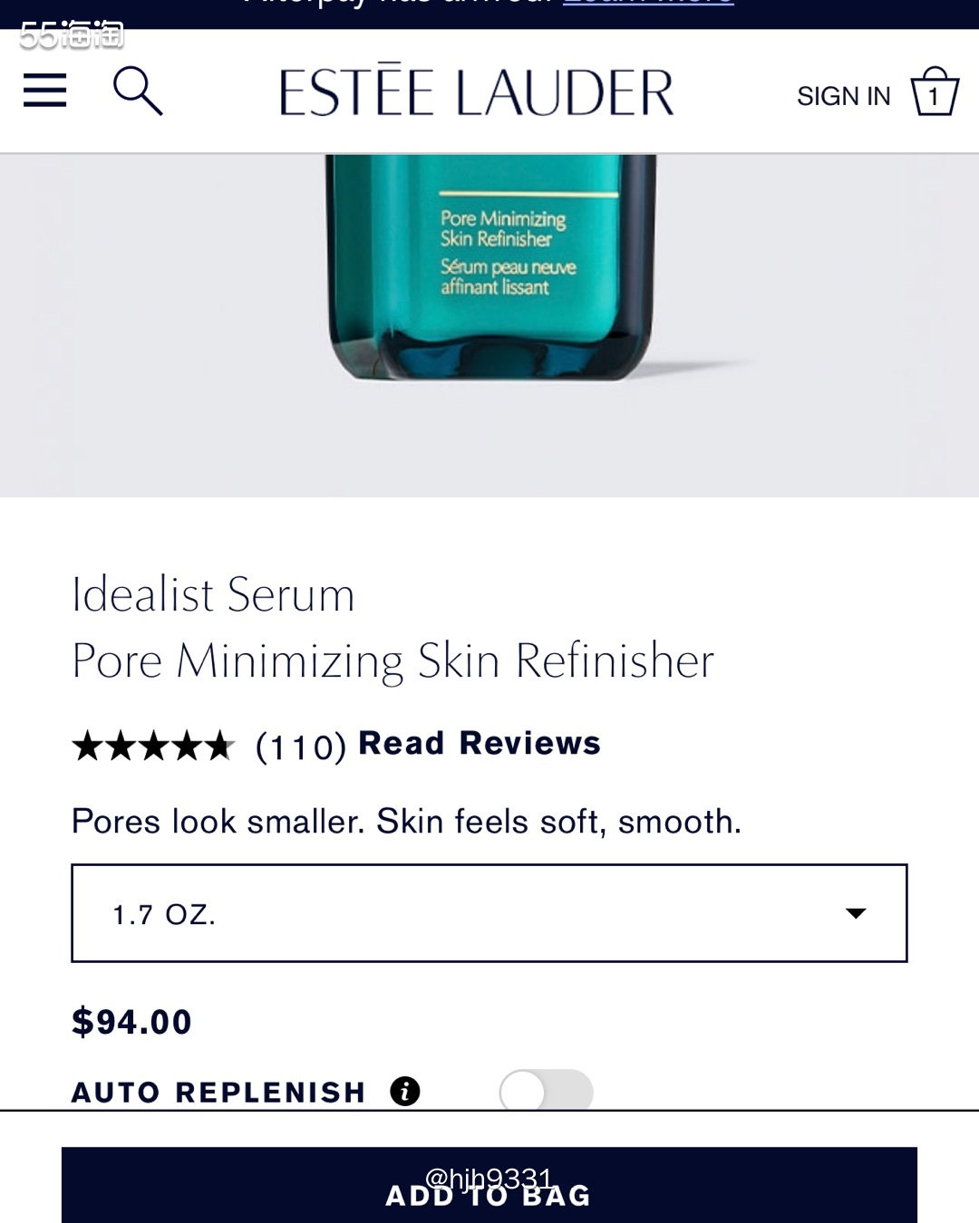 购买网站：雅诗兰黛🇺🇸官网 种草物品：细致毛孔精华50m