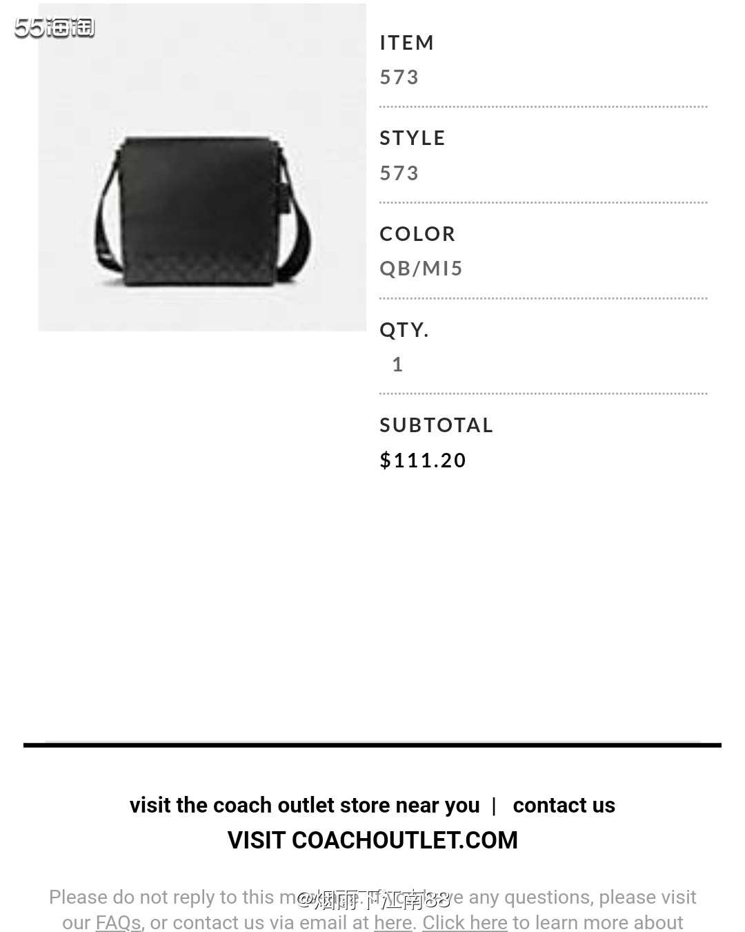 Coach男士单肩包，海淘购于美国Coach奥莱，是前几天限