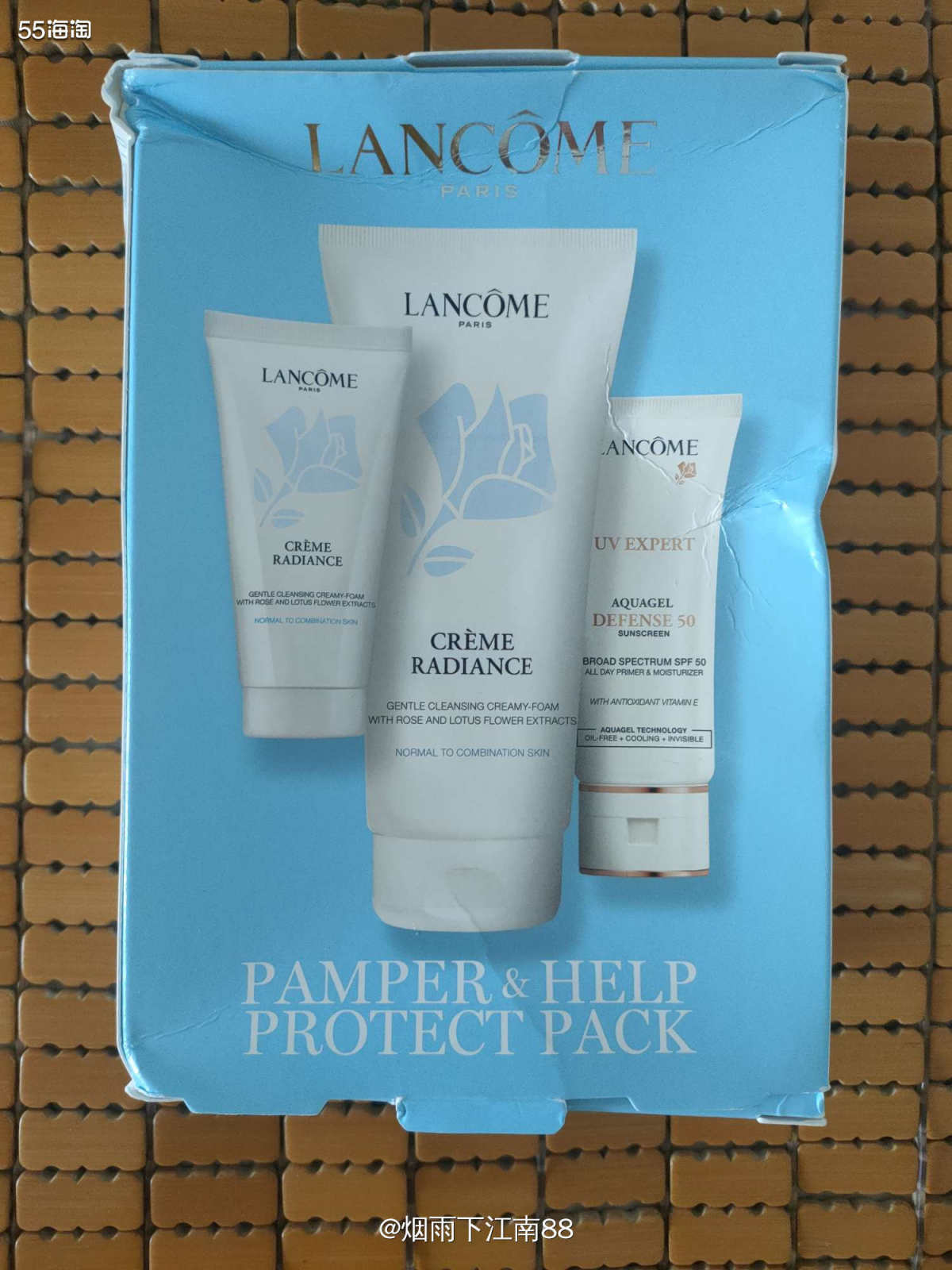 这几天收到中环的包裹都有点破损，本来这套梅西入手兰蔻三件套已