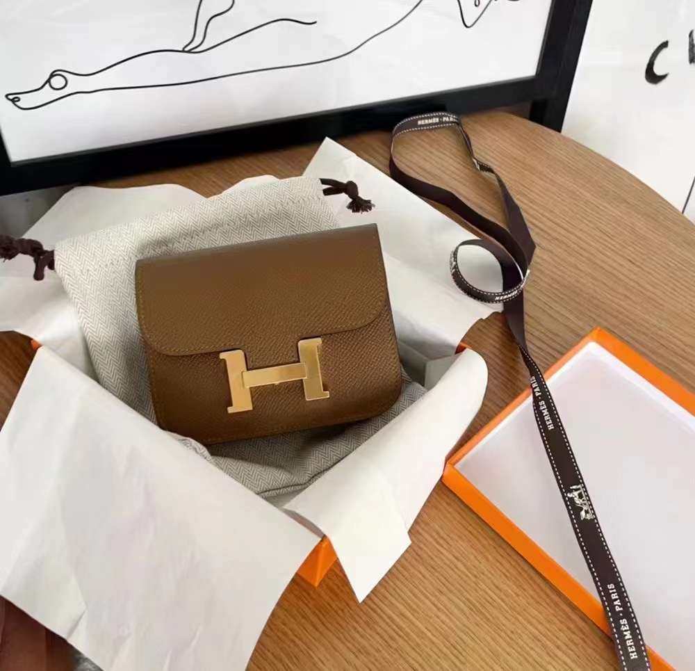 在途现货Hermes 康康Slim 金扣  3G栗子🌰色 