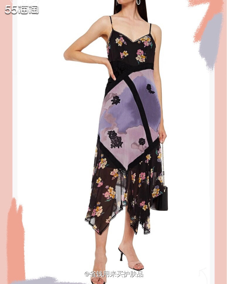 COACH蔻驰  植绒雪纺镶板印花连衣裙  低调性感风💕 