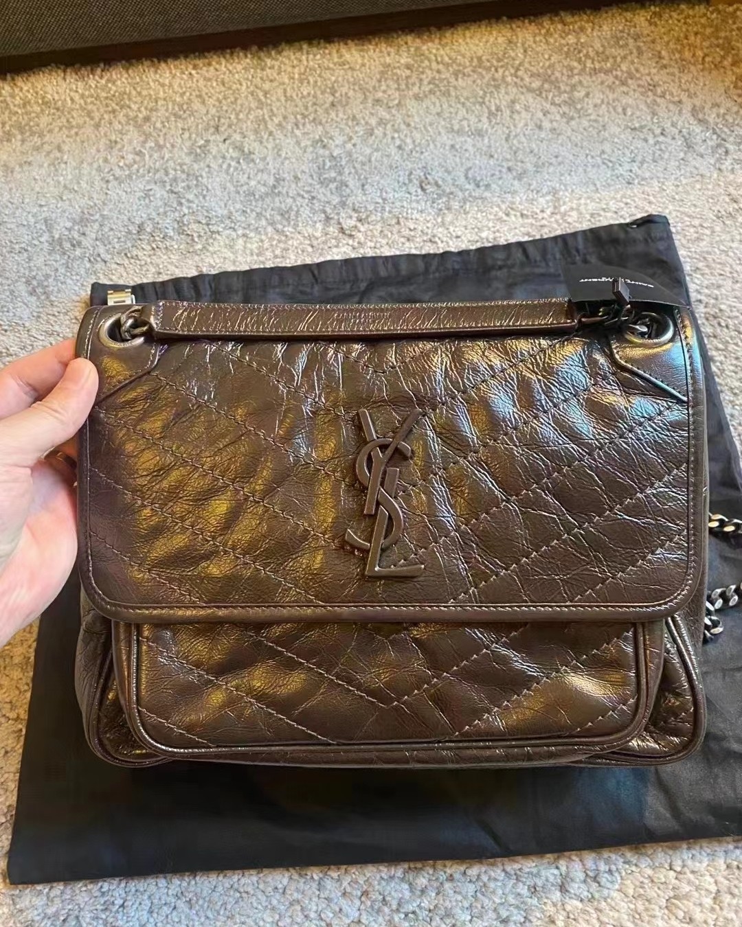 国内现货  YSL 经典Niki 中号 员工内购折扣 墨绿色