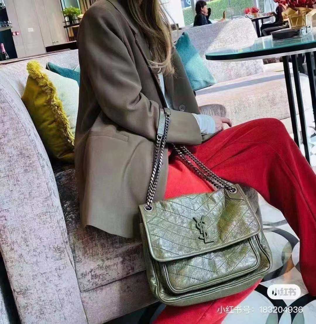 国内现货  YSL 经典Niki 中号 员工内购折扣 墨绿色
