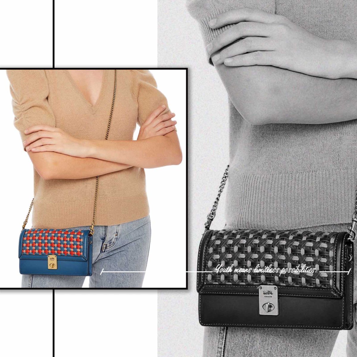 👉🏻 coach哈顿编织信封包，自古红蓝出cp。  🔴