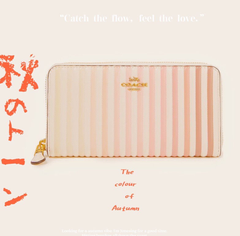 🎈 coach条纹长钱包，粉色彩虹渐变系列  💓我发现c