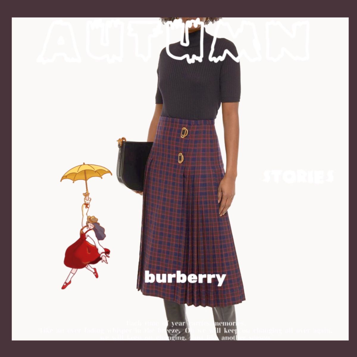 👉🏻 Burberry苏格兰格子半身裙，褶皱裙边略带复古